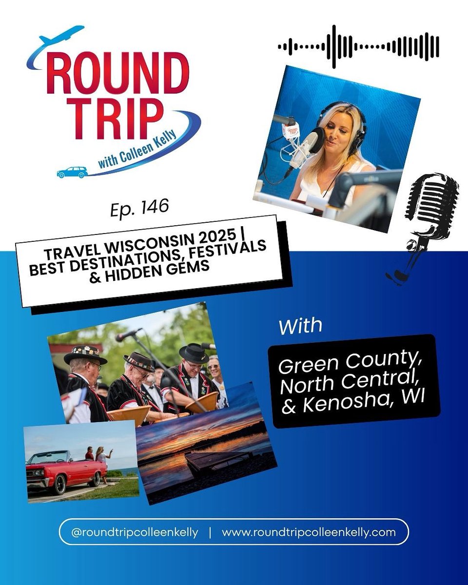 Take a journey with us through three distinct Wisconsin regions:

🧀 Green County
🚴 North Central Wisconsin
🌊 Kenosha 

Listen as a podcast or watch on YouTube. 

🔗Link in bio. 

#travelpodcast #roundtripcolleenkelly #wisconsin #kenosha #northcentral #greencounty <a href="/TravelWI/">Travel Wisconsin</a>
