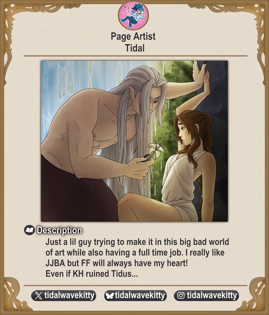 Introducing Tidal! 🗝️ 

Meet @tidalwavekitty, one of our Page Artists! This little guy joins to create art that helps escape the real world!

#KH #FF #Tidus