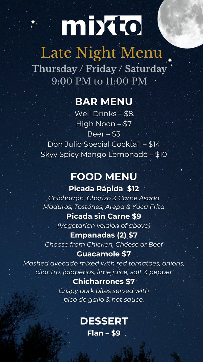 Mixtophilly's tweet image. Craving something after dark? ✨ We’ve got you covered! Join us for Late Night Bites &amp;amp; Beats from 9 PM – 11 PM, Thursday through Saturday. The perfect way to end your night. 💃

#PhillyNightlife #BestPhillyBars #PhiladelphiaCocktails #EatPhilly #PhillyWeekend #BestFoodPhilly