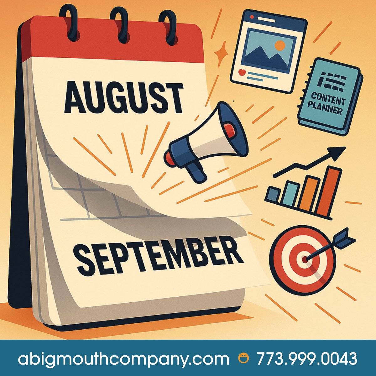 BigMouthChicago's tweet photo. Summer may be winding down, but your marketing shouldn’t. Now’s the time to prep for fall promotions, content planning, and Q4 strategy. We’re here to help you finish strong. 

☀️ https://t.co/NZhNVWIoso 
-
-
-
#SummerMarketing #Q4Prep #BigMouthMarketing https://t.co/9JHWMdXnPj
