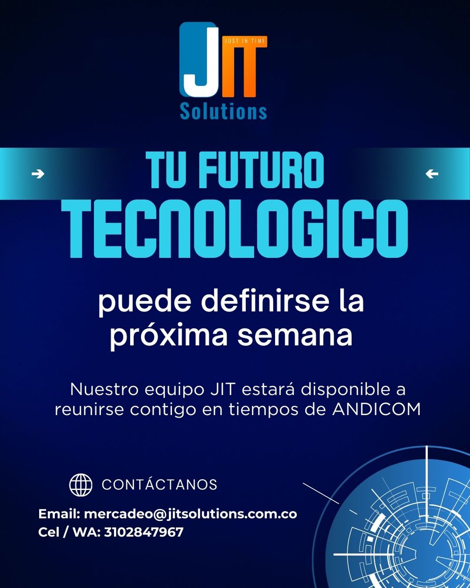 JitSolutionsT's tweet image. ¡Ya casi llega #ANDICOM2025! 🚀
El equipo comercial de JIT Solutions estará en Cartagena, disponible para reuniones y conversaciones con clientes y aliados.
👉 Escríbenos y coordinamos un encuentro: mercadeo@jitsolutions.com.co 

#JITSolutions #Networking #TransformaciónDigital
