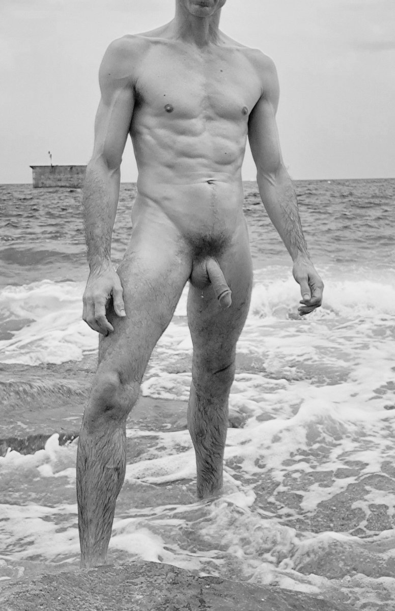 Naked man on the beach 🌊🦈