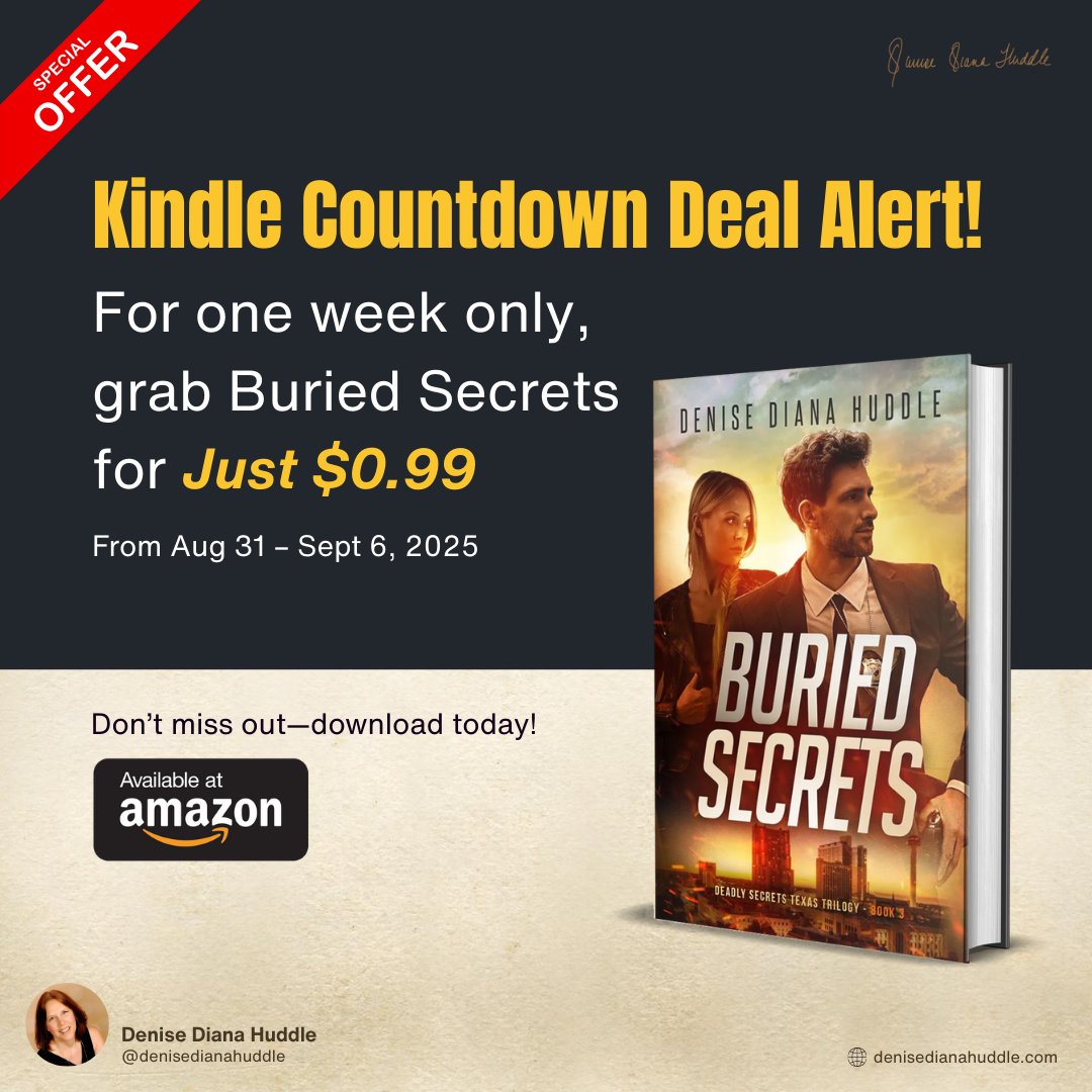 💥✨ Secrets don’t stay buried forever… and neither do deals!
From Aug 31 – Sept 6, 2025, Buried Secrets is just $0.99 on Kindle (regular $4.99).

🚨 Grab your copy now 👉 tinyurl.com/bdc7uetr

#author #KindleDeals
