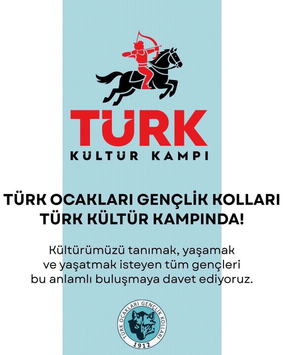 Kültürümüzü tanımak, yaşamak ve yaşatmak isteyen tüm gençleri bu anlamlı buluşmaya davet ediyoruz.

#TürkKültürKampı #KimOlduğunuHatırla