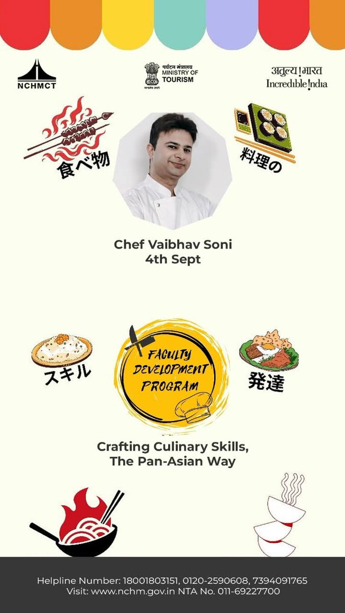 nchm_noida's tweet image. 🌶️✨ Discover the flavors of Thailand with Chef Vaibhav Soni!
Join us on 4th Sept at ICI Noida for an exclusive Faculty Development Program on Thai Cuisine. 🍜👨‍🍳

#NCHMCT #FacultyDevelopment #ThaiCuisine #PanAsianCuisine #CulinaryArts #ChefLife #ICI #IncredibleIndia