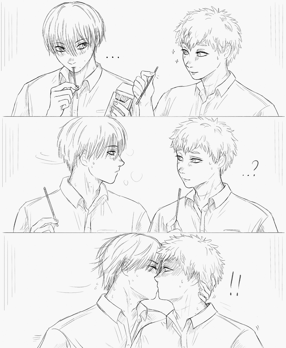 riz4rizz's tweet photo. #yoshikaruweek2025 day 5 - pocky!! よしヒカ #thesummerhikarudied #光が死んだ夏 https://t.co/rLBWMJe6vn