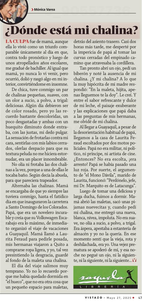 Para que no me extrañe
<a href="/RAFAELjaramil1/">RAFAEL</a> 😉

Y para que me lean mientras esperan, por ejemplo 🤷🏻‍♀️

👇🏼Mi columna en la <a href="/revistavistazo/">Revista Vistazo</a>