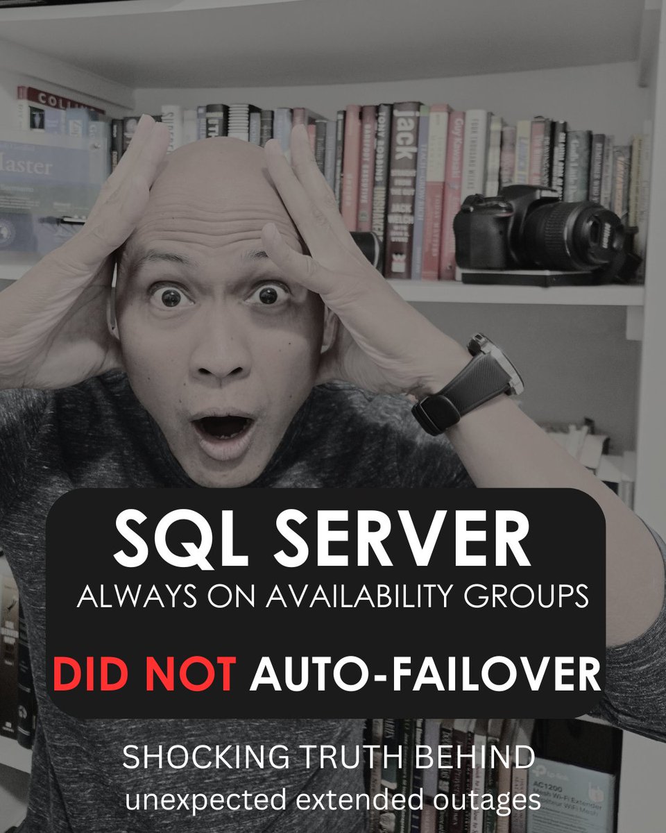 EdwinMSarmiento's tweet image. It&apos;s so frustrating when your #SQLServer #AlwaysOn Availability Groups FAILED to do the one thing it&apos;s designed for: AUTOMATIC FAILOVER

Especially when everything you&apos;ve learned about it says it should.

Can you blame me for looking like this? 🙂