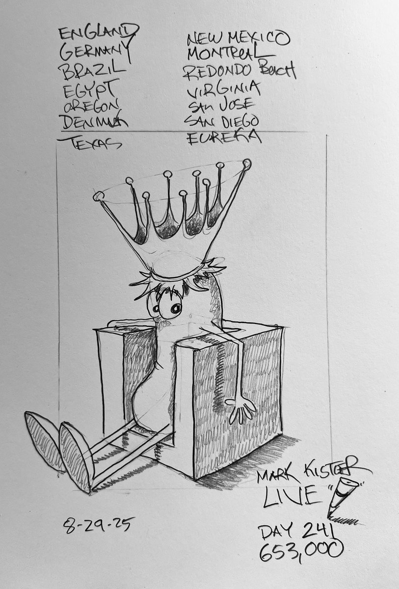 LIVE from San Diego day 241 Consecutive Drawing Days of our “Draw LIVE in 2025” Challenge! Let’s DRAW “Queen Bean!”

Join other geniuses logging in from around the world.  Switzerland, Canada, Denmark, Egypt, India, France, Brazil, Mexico, New Zealand, Netherlands, England,