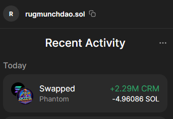 I’m pleased to announce the creation of rugmunchdao.sol, a dedicated wallet purchased on behalf of the community. From now on, this wallet will manage all official business of the project.

Previously, project operations were run through my personal wallet (cryptorugmunch.sol),