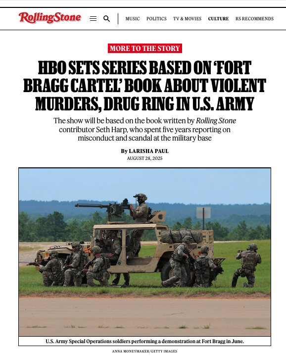 The Fort Bragg Cartel would have never become a reality without <a href="/RollingStone/">Rolling Stone</a>. No other US magazine would have given me free rein to investigate the nexus between organized crime and special operations, or to come at the story from such an aggressively adversarial angle.