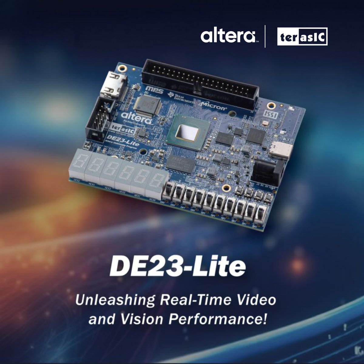 Altera (@alterafpga_) on Twitter photo Getting started with FPGA development just got easier
<a href="/Terasic_FPGA/">Terasic Inc.</a> new DE23-Lite dev kit packs enterprise-level Agilex™ 3 FPGA-based performance into a compact board — with everything you need to build vision applications right out of the box.
mail.terasic.com.tw/epaper/2025/DE… Getting started with FPGA development just got easier
<a href="/Terasic_FPGA/">Terasic Inc.</a> new DE23-Lite dev kit packs enterprise-level Agilex™ 3 FPGA-based performance into a compact board — with everything you need to build vision applications right out of the box.
mail.terasic.com.tw/epaper/2025/DE…