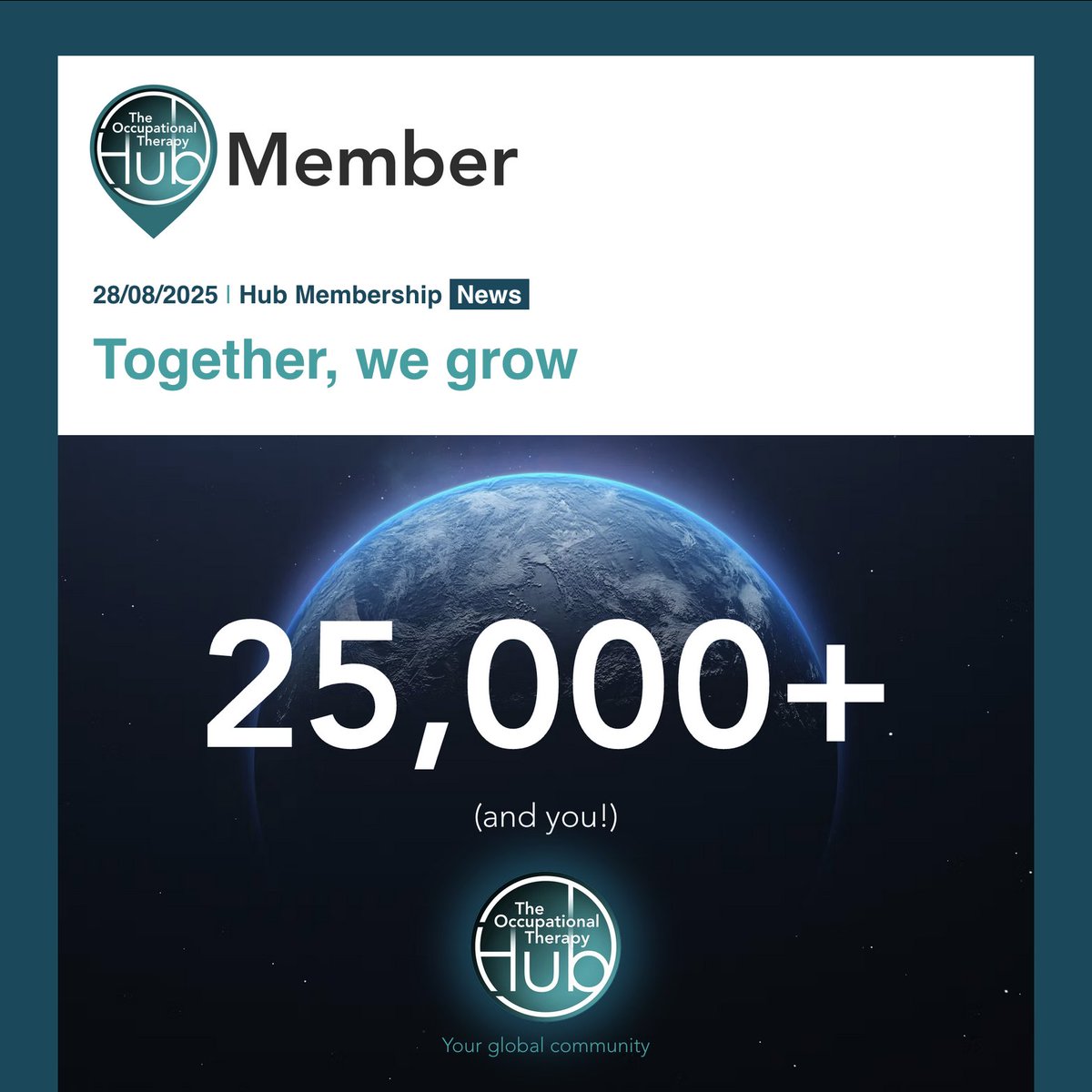 In 2017 we had an idea: One global platform for all things #OccupationalTherapy. This month, the Hub's community turned 8 years old - and surpassed 25,000 Members 🥂 

To explore your newest resources: theOThub.com/members (or check your inbox) 📩