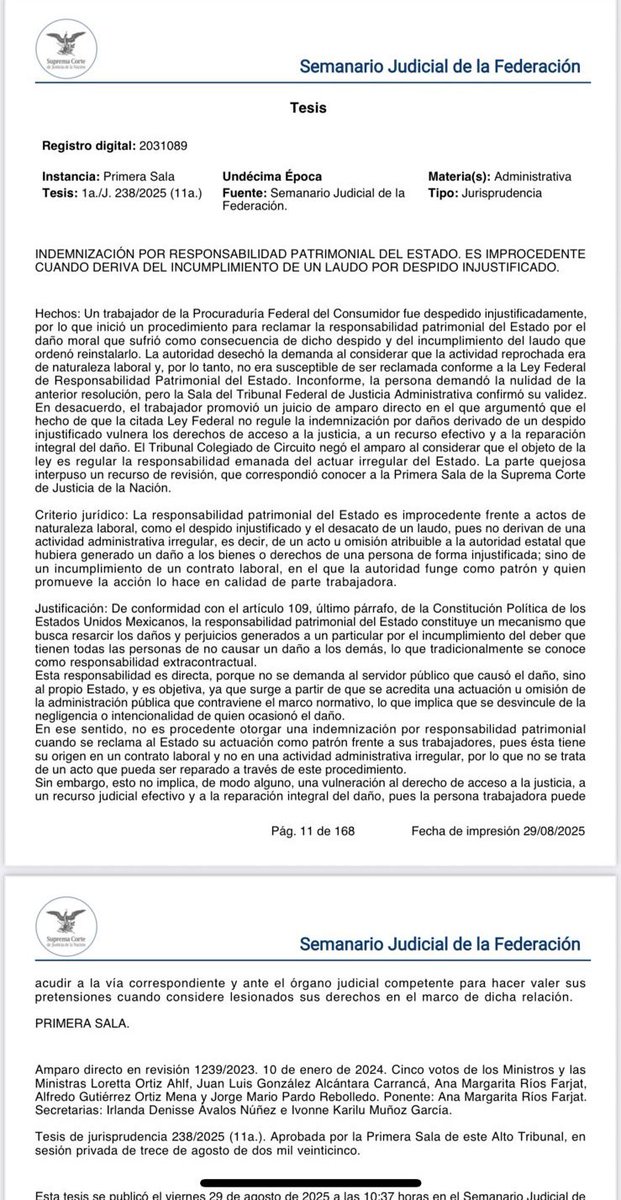 3 #Jurisprudencias de hoy: 
1️⃣ No procede la #ResppatrimonialdelEdo por incumplir laudo laboral
2️⃣ El #TFJA es competente por sanciones de OCA’s por faltas no graves
3️⃣ La definición de la falta de #desvíoderecursos de la LGRA es convencional #ResponsabilidadesAdministrativas
