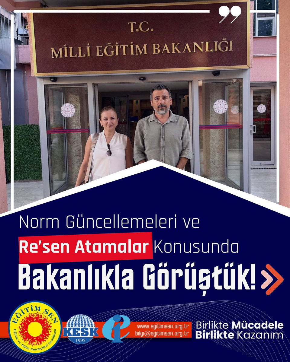 🔴Norm Güncelleme ve Re’sen Atamalar Konusunda Bakanlıkla Görüştük!
❗️Kriter Gözetilmeden Resen Yapılan Norm Kadro Fazlası Öğretmen Atamaları Hukuka Aykırıdır!
#ResenAtama
#ResenAtamaMağdurEdiyor
Detaylar👇👇