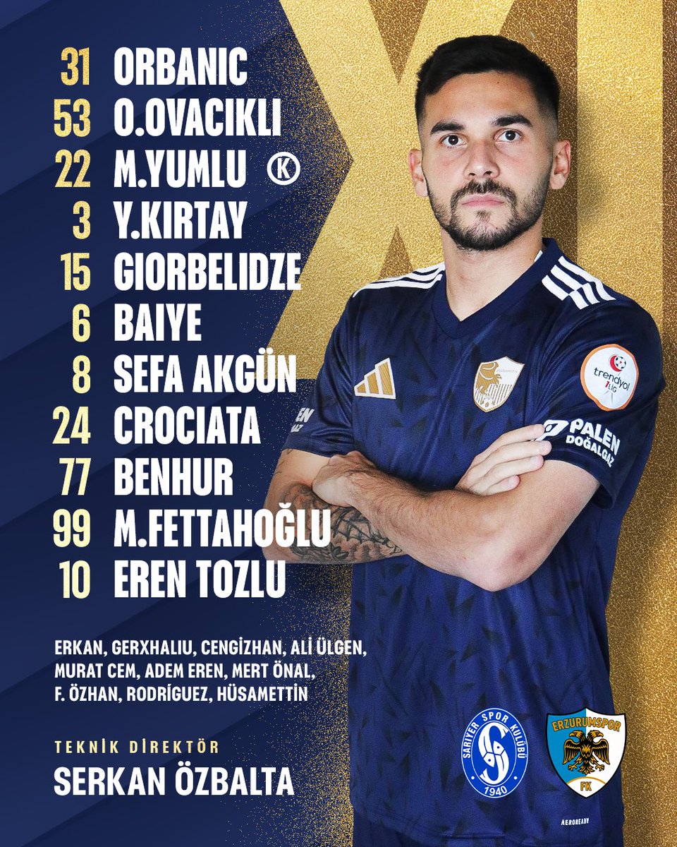 Sarıyer SK maçı kadromuz. 

#SRYvERZ