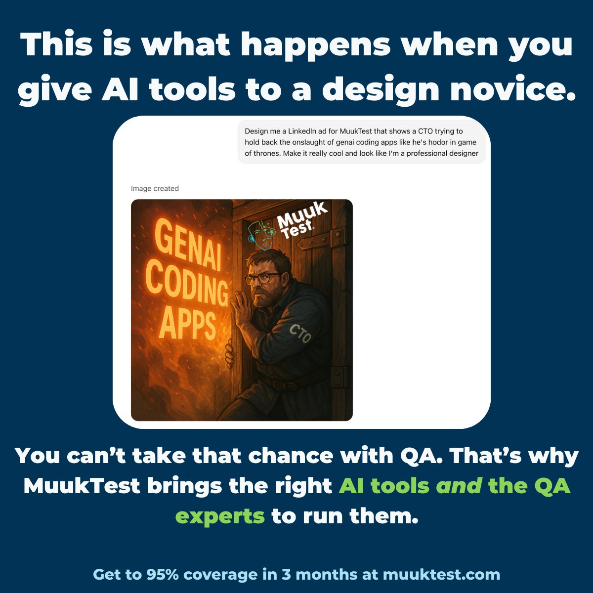 Our design team started their Labor Day Weekend early, so we were left to our own devices. 🌴☀️

At least QA is never left behind with MuukTest: muuktest.com 

#AITools #SoftwareTesting #SoftwareQuality #QA