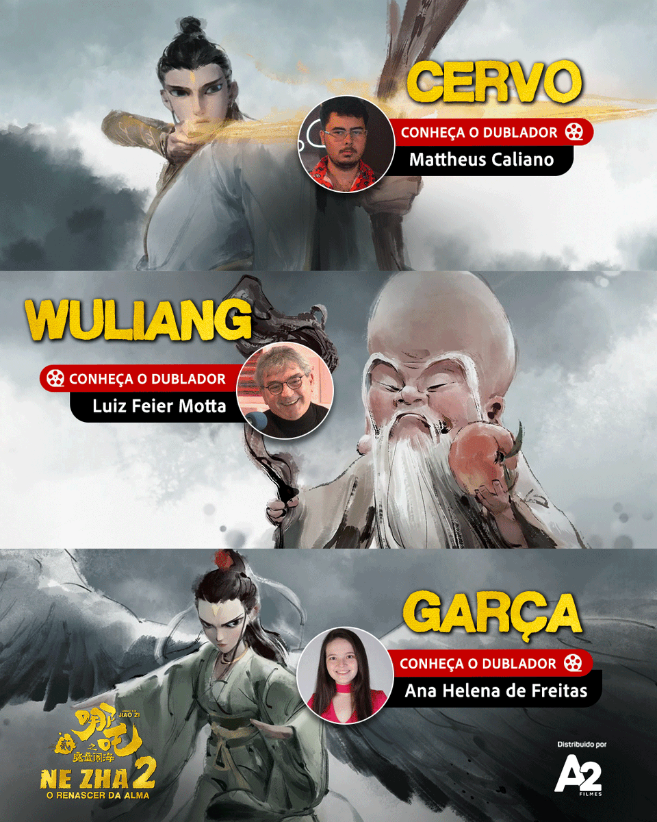a2filmesoficial's tweet image. Quem dá voz aos guardiões do Palácio de Jade? 🤔 A espera acabou, conheça os dubladores.

🎬 Ne Zha 2 – O Renascer da Alma
🗓️ 25 de setembro, somente nos cinemas
✨ 2D e 3D – confira a disponibilidade na sua região
#dublagem #NeZha2 #animacao