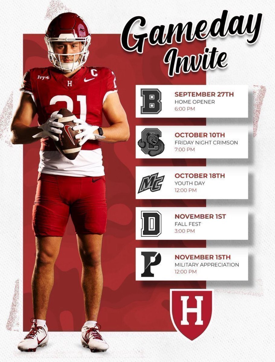 Thank you <a href="/Crim_Recruiting/">Harvard FB Recruiting</a> for the game day invite. Can’t wait to get on campus. 
<a href="/Cinjun_Erskine/">Cinjun Erskine</a> <a href="/ScottLarkee/">Scott Larkee</a> <a href="/CoachLangeRBC/">Coach Lange</a> <a href="/CipotJohn/">Coach John Cipot</a> <a href="/coachrosenfeld/">Coach Rosie</a> <a href="/KevGaul/">Kevin Gaul</a> <a href="/Barnaby94/">Valentine Barnaby</a> <a href="/GoMVB/">GoMVB Sports - Recruit Content for College Coaches</a>