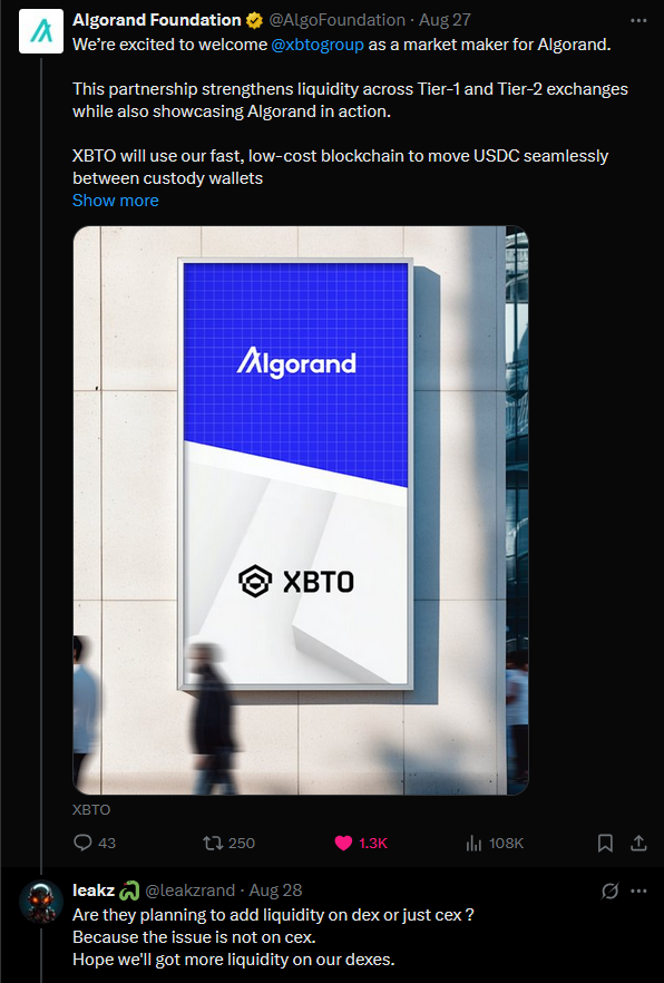 braudel_algo's tweet image. Community is everything on Algorand.
So when they ask a question, they always get ignored, especially if the question makes sense.
Congrats guys, carry on 🫡
