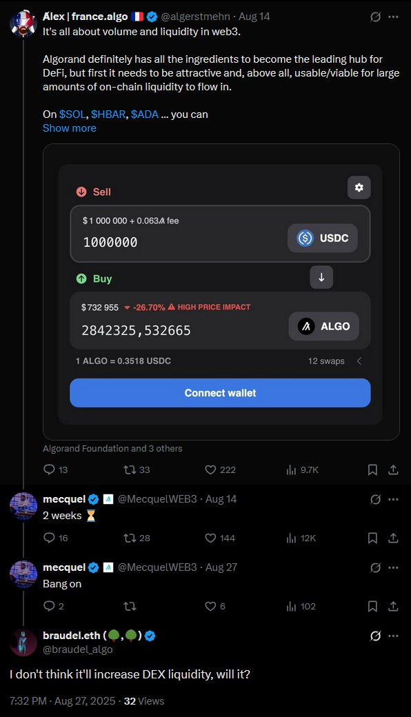 braudel_algo's tweet image. Community is everything on Algorand.
So when they ask a question, they always get ignored, especially if the question makes sense.
Congrats guys, carry on 🫡