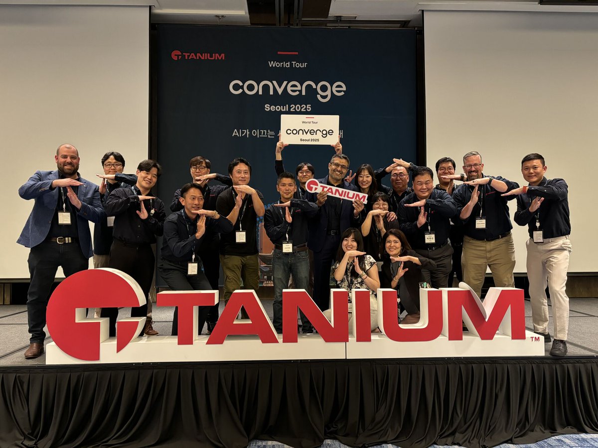 Tanium's tweet image. This week the #TaniumTeam…
🌏 Kicked off the first-ever Converge World Tour in Seoul 🇰🇷
🎤 Shared insights at ADAPT #CIOEdge
👥 Connected with defense leaders at #TechNetAugusta
🍽️ Joined CIOs & CISOs at SINC dinner
Wherever leaders gather, we’re there!