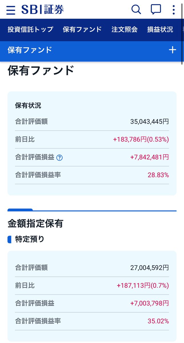 こんばんは🌉
最新の成績です🙌🙌🙌🙌
3500万突破！どうせ変動するとは知りつつも嬉しいです☺️
働かないでもお金が増えていく幸せ…
この株的好景気が少しでも長く続きますように🙏
#投資　#投資信託　#株　#新NISA #投資家さんと繋がりたい