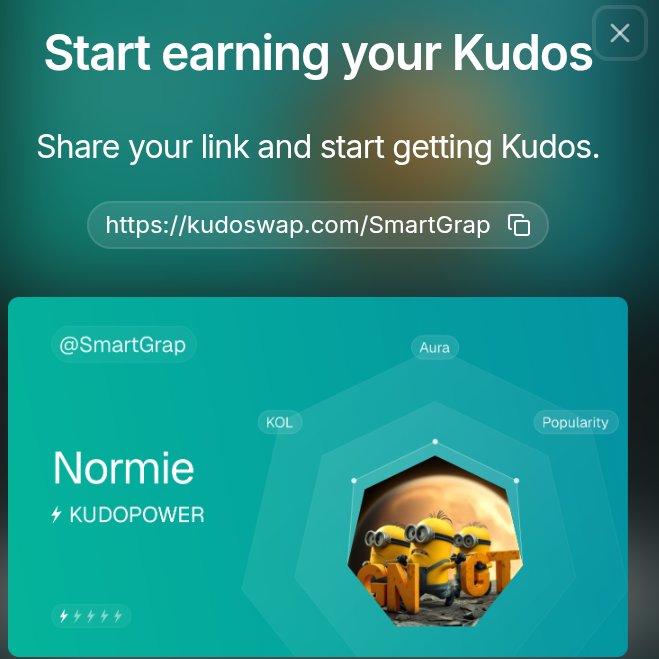 What is kudoswap?

🔐 link 
kudoswap.com/SmartGrap

What do you call engagement? 
What do you call mindshare?
How do you climb the board?

🔐Connect x
🔐Share $kudos
🔐Drop your link in the comment section &amp; proof of kudos shared
🔐You get $kudos too.

kudoswap.com/SmartGrap