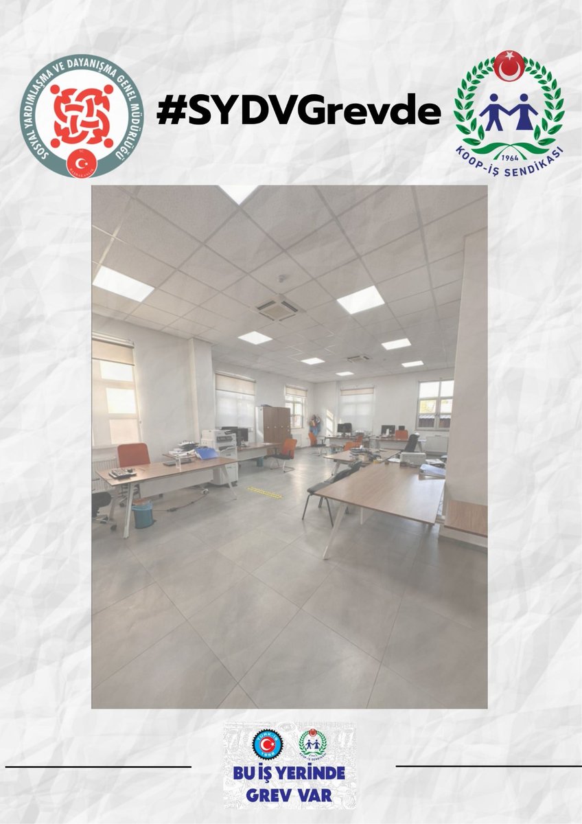 ‼️Susmuyoruz, korkmuyoruz, GREVDEYİZ!

Haklı mücadelemiz kazanana kadar kararlılıkla devam edecek...

Yaşasın SYDV işçilerinin grevi…

Yaşasın Koop-İş…

#SYDVGrevde

<a href="/_cevdetyilmaz/">Cevdet Yılmaz</a>
<a href="/tcailesosyal/">T.C. Aile ve Sosyal Hizmetler Bakanlığı</a>
<a href="/MahinurOzdemir/">Mahinur Özdemir Göktaş</a>
<a href="/csgbakanligi/">T.C. Çalışma ve Sosyal Güvenlik Bakanlığı</a>
<a href="/isikhanvedat/">Prof. Dr. Vedat Işıkhan</a>
<a href="/SayimMadak/">Dr. Sevim Sayım Madak 🇹🇷</a>
<a href="/ztarikdaroglu/">Zafer TARIKDAROĞLU</a>