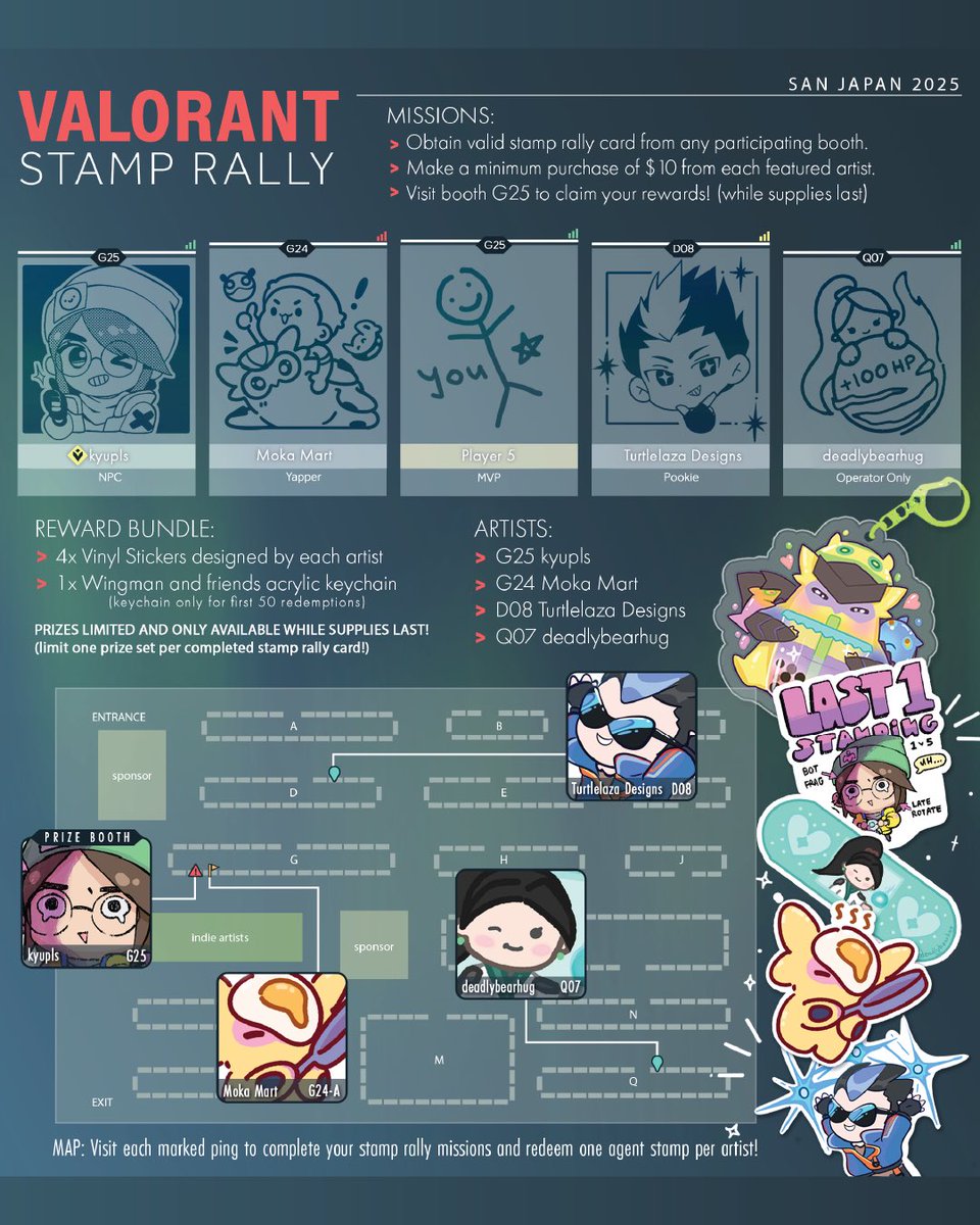 deadlybearhug's tweet image. San antonio!!! San Japan!!! We are here in Q Block at Q07 and doing a Valorant stamp rally with 
@kyupls @Turtlelaza @themokamart !!! 

We brought our new keycap clickers too 🙂‍↕️