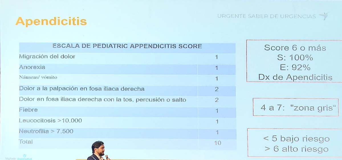 Entre los modelos de predicción clínica usados en pediatría para sospecha de apendicitis, hay preferencia por usar PAS sobre Alvarado con ciertas limitaciones según edad #saberdeurgencias