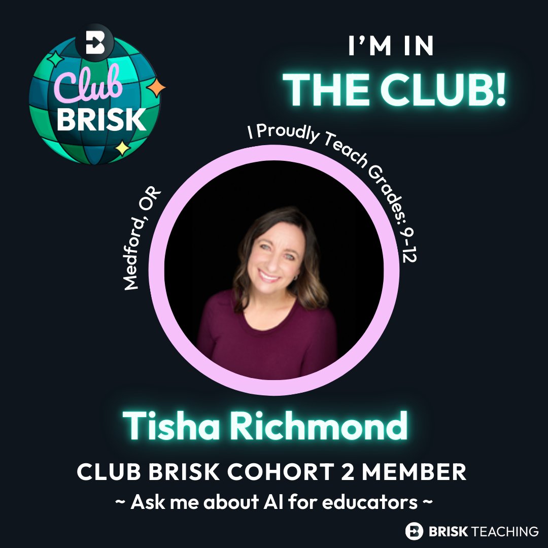 tishrich's tweet image. Honored to be in Club Brisk!🪩 Looking forward to sharing all of the ways I'm bringing @briskteaching into my #CTE #FCS #CulinaryArts classroom this year!