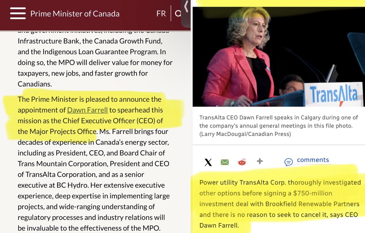 Well that didn’t take long to find a connection with Dawn Farrell and Brookfield…