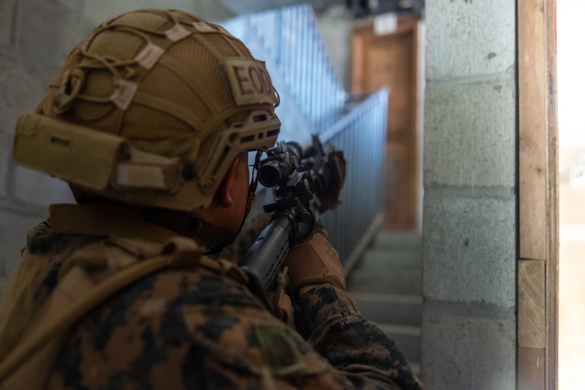 #Marines with <a href="/3rdMLG/">3rd Marine Logistics Group</a> and <a href="/USNavy/">U.S. Navy</a> Sailors with Commander, Task Group 75.1, take part in naval integrated small team close quarters battle tactics training at the Combined Arms Collective Training Facility during Korean Marine Exchange Program (KMEP) 25.2 on Rodriguez Live Fire