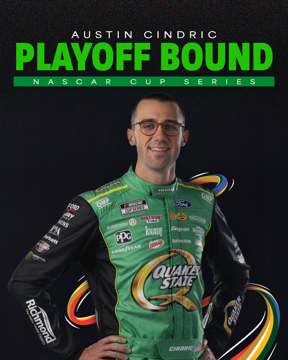 QuakerStateCA's tweet image. Round of 16? Consider it claimed. Three Quaker State drivers — Austin, Ross, and Shane — are charging into the NASCAR Cup Series Playoffs! 🏆Drop a comment to congratulate them and wish them good luck this weekend in Darlington! #EnergizeYourEngine