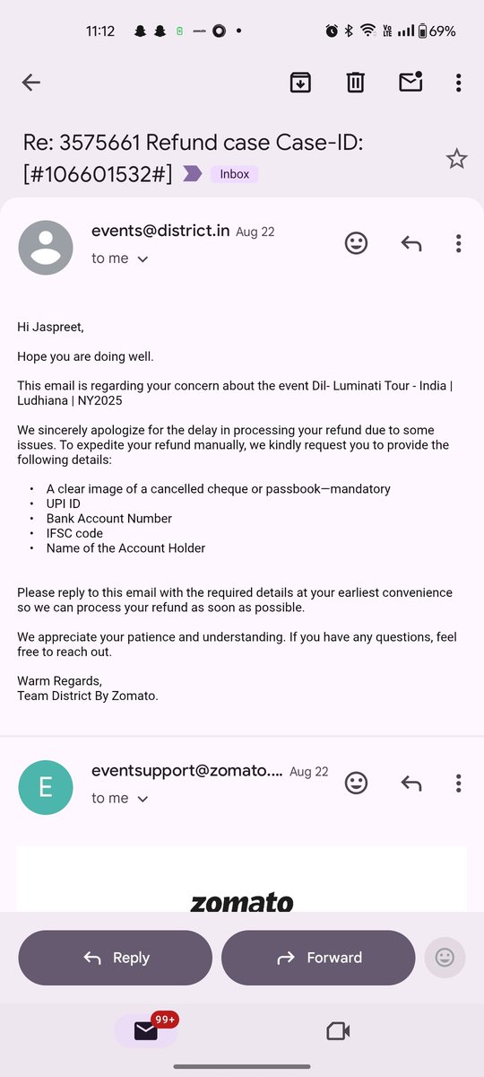 JASBAMRAH90's tweet photo. @district_india agreed for refund now scammers making stories not to give money back . Clearify me each detail with my name ,not with fake stories @deepigoyal  down with zomato https://t.co/QIUhMvngKG