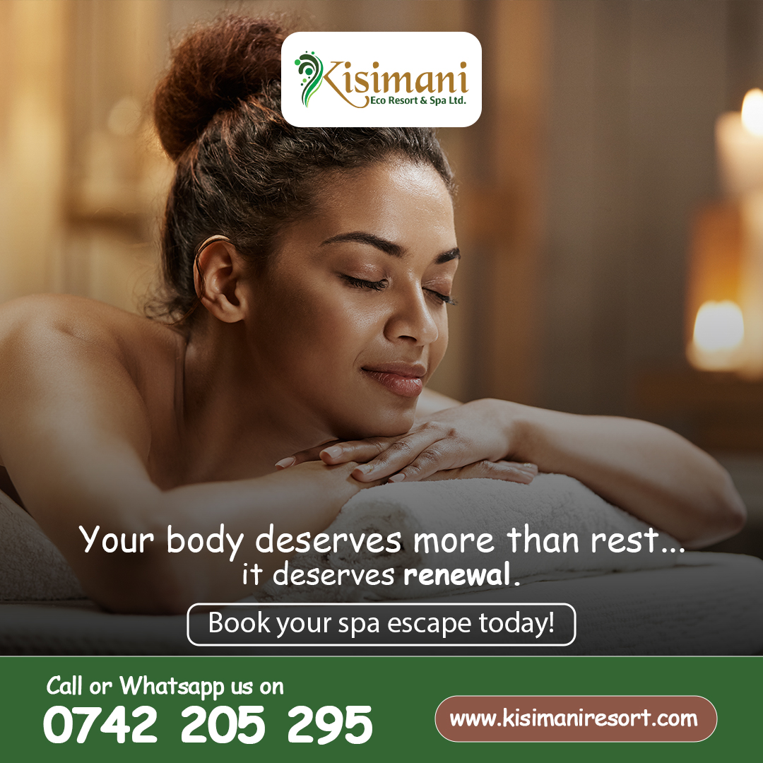 KisimaniResort's tweet photo. Glow from pure relaxation this weekend. 

Experience full body massage therapy and facial rejuvenation treatments in our tranquil forest setting.

#TwendeKisimaniResort https://t.co/1aVSlYKh7e