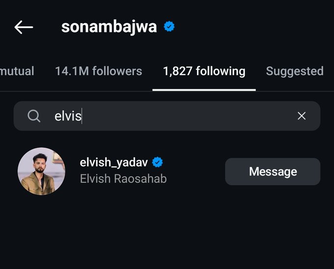 𝓦𝓪𝓷𝓭𝓮𝓻𝓲𝓷𝓰 𝓼𝓸𝓾𝓵 ✨️ (@optimisticvenus) on Twitter photo Sonam Bajwa shared #ElvishYadav 's reel in her insta stories and also followed <a href="/ElvishYadav/">Elvish Yadav</a> .
Dogla #AbhishekMalhan and his pogo gang are going to have sleepless nights! 😂 Sonam Bajwa shared #ElvishYadav 's reel in her insta stories and also followed <a href="/ElvishYadav/">Elvish Yadav</a> .
Dogla #AbhishekMalhan and his pogo gang are going to have sleepless nights! 😂
