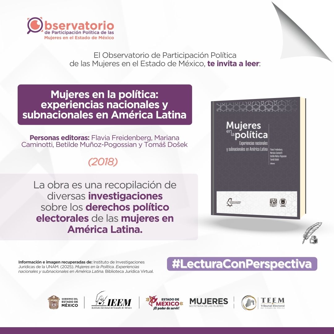 ¡Te invitamos a leer "Mujeres en la política: experiencias nacionales y subnacionales en América Latina"!

Una obra que reúne investigaciones clave sobre los avances, desafíos y oportunidades de la participación política de las mujeres. 

#LecturaConPerspectiva