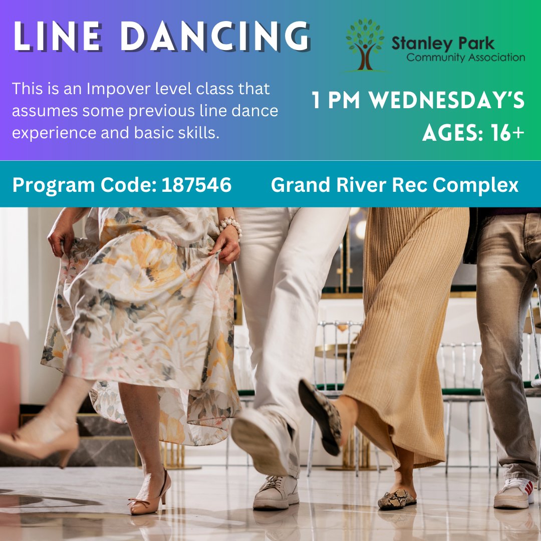 Come out and dance to your favourite music. It's a fun way to socialize where age is not a factor.  Begins at Grand River Rec Complex on Sept 10th for 10 weeks. Program Code: 187546 ow.ly/8sHB50WMyVY
#linedancing #ExploreKitchener #KWAwesome