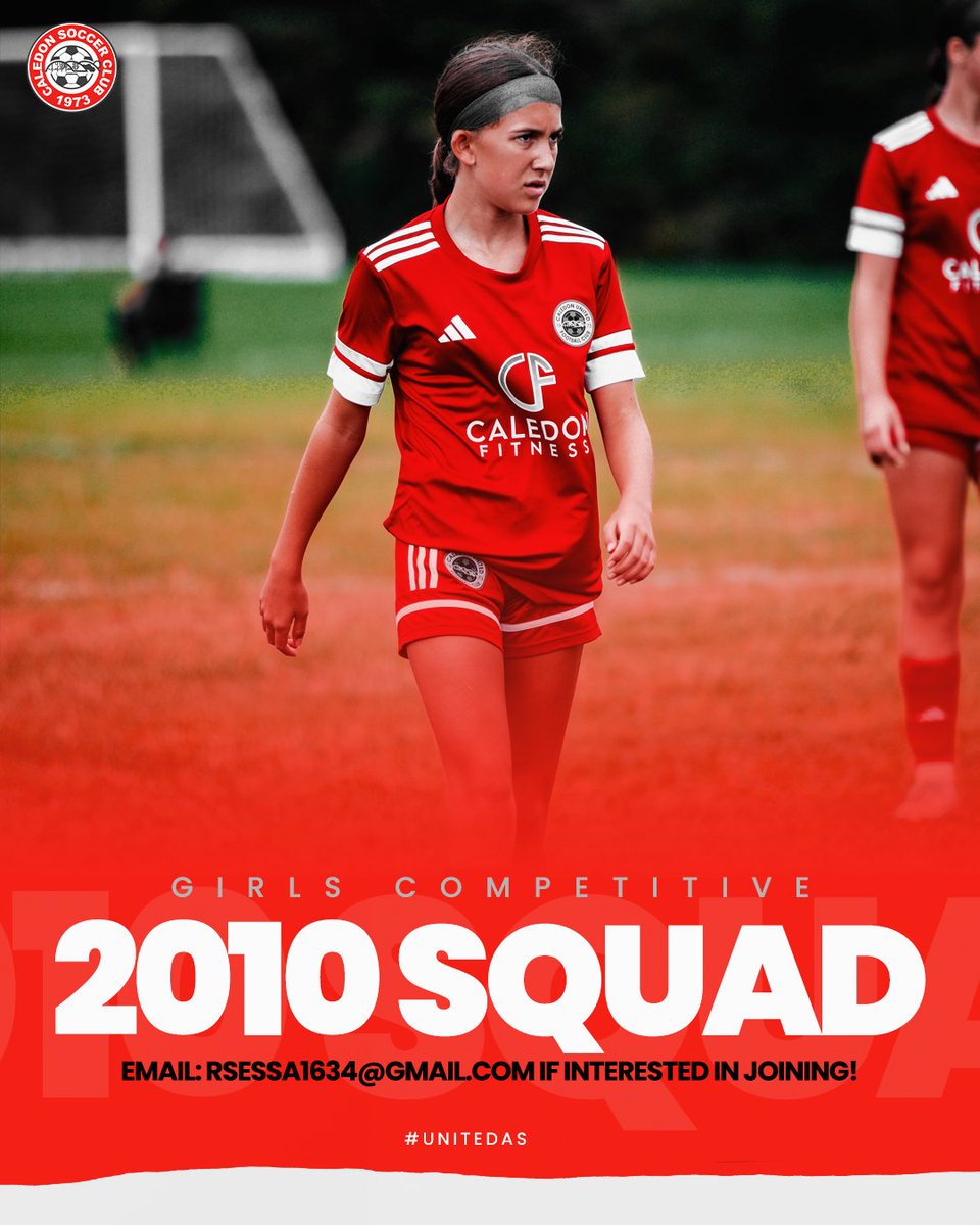 Girls Competitive – 2010 Squad ⚽️

Caledon United is welcoming new players to join our 2010 Girls Competitive team! If you’re ready to train, compete, and grow in a supportive environment, we’d love to hear from you. 👊

📧 Email rsessa1634@gmail.com for more info!
