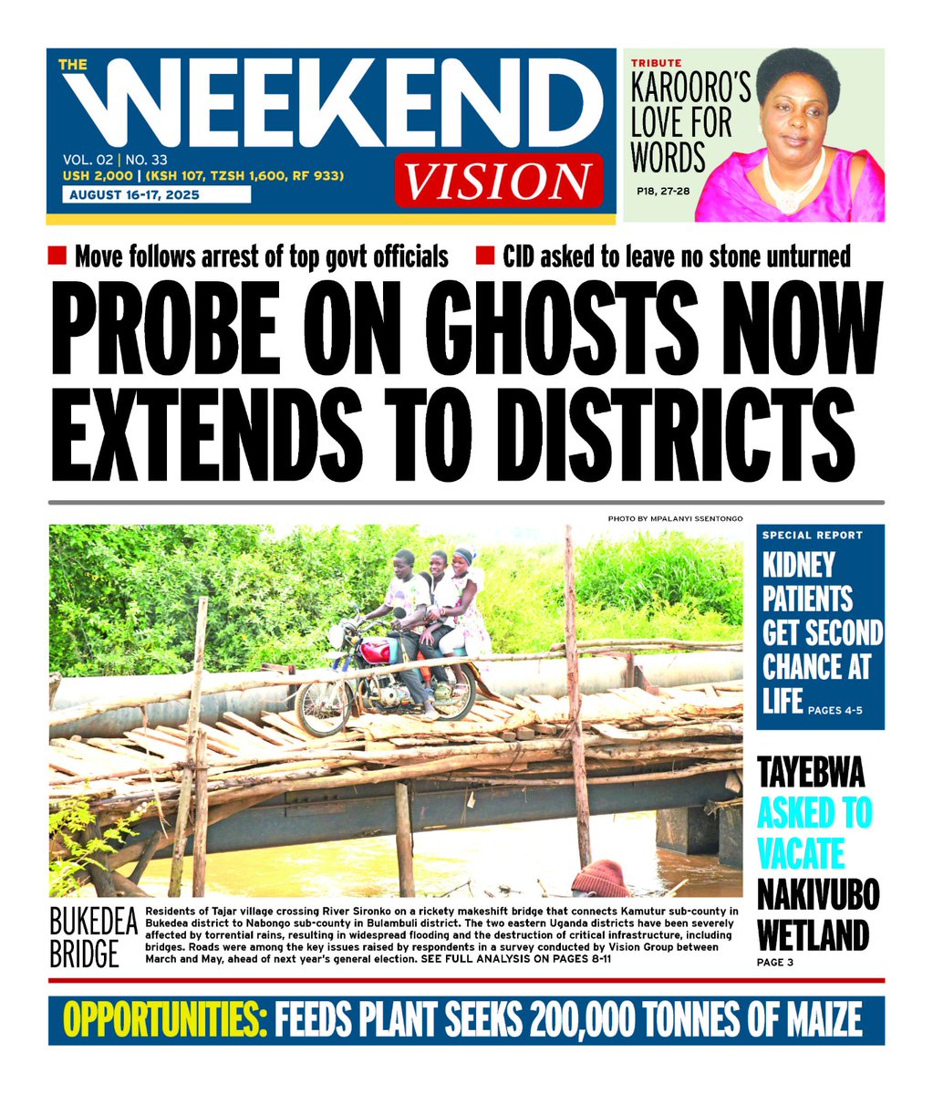 Radio Rupiny 95.7 (@rupinyradio) on Twitter photo #RadioRupinyUpdates
The #WeekendVision is here ready. Get a copy at just sh2000/= and read the following top stories. Read the ##WeekendVision.
<a href="/BarbaraKaija/">Barbara Kaija</a> <a href="/nyamadon/">Don Wanyama</a> <a href="/ArthurBaguma1/">Arthur Baguma</a> <a href="/MlLefranc/">Martha Leah Lefranc née Nangalama🇺🇦 🇨🇦🇺🇬</a> <a href="/MukiibiH_NV/">Hellen Mukiibi</a> <a href="/FelixOsike/">Felix osike</a>  <a href="/TodwongR/">Todwong Richard</a> <a href="/PoliceUg/">Uganda Police Force</a>  <a href="/newvisionwire/">The New Vision</a> <a href="/tvwestUG/">TV West Nehinda</a> #RadioRupinyUpdates
The #WeekendVision is here ready. Get a copy at just sh2000/= and read the following top stories. Read the ##WeekendVision.
<a href="/BarbaraKaija/">Barbara Kaija</a> <a href="/nyamadon/">Don Wanyama</a> <a href="/ArthurBaguma1/">Arthur Baguma</a> <a href="/MlLefranc/">Martha Leah Lefranc née Nangalama🇺🇦 🇨🇦🇺🇬</a> <a href="/MukiibiH_NV/">Hellen Mukiibi</a> <a href="/FelixOsike/">Felix osike</a>  <a href="/TodwongR/">Todwong Richard</a> <a href="/PoliceUg/">Uganda Police Force</a>  <a href="/newvisionwire/">The New Vision</a> <a href="/tvwestUG/">TV West Nehinda</a>