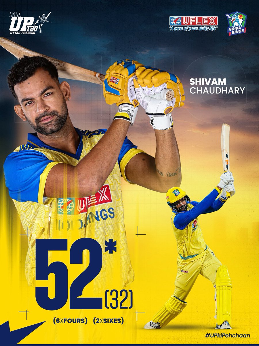 Shivam Chaudhary ⚡ Fifty runs, winning vibes! 💛

#NoidaKings | #UPKiPehechaan | #NoidaKiJaan | #UPT20League | #KhiladiYahanBantaHai | #UPCA