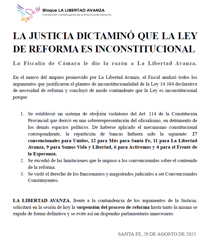Traductor 🥹💕💐 (@traductorteama) on Twitter photo 🚨AHORA| REVIVIÓ LA PROVINCIA DE SANTA FE Y PULLARO SE TIENE QUE HACER REPARAR EL OGT.
LA JUSTICIA DICTAMINÓ QUE LA LEY
DE REFORMA ES INCONSTITUCIONAL.
En estas cosas se ve la importancia de ir siempre a votar por <a href="/JMilei/">Javier Milei</a> 🚨AHORA| REVIVIÓ LA PROVINCIA DE SANTA FE Y PULLARO SE TIENE QUE HACER REPARAR EL OGT.
LA JUSTICIA DICTAMINÓ QUE LA LEY
DE REFORMA ES INCONSTITUCIONAL.
En estas cosas se ve la importancia de ir siempre a votar por <a href="/JMilei/">Javier Milei</a>