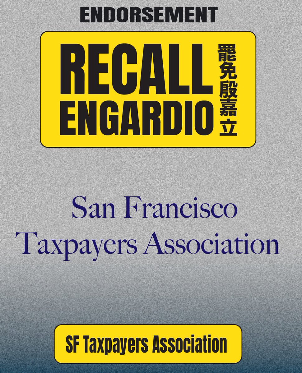 The SF Taxpayers Association endorses the Recall of D4 Supervisor Joel Engardio