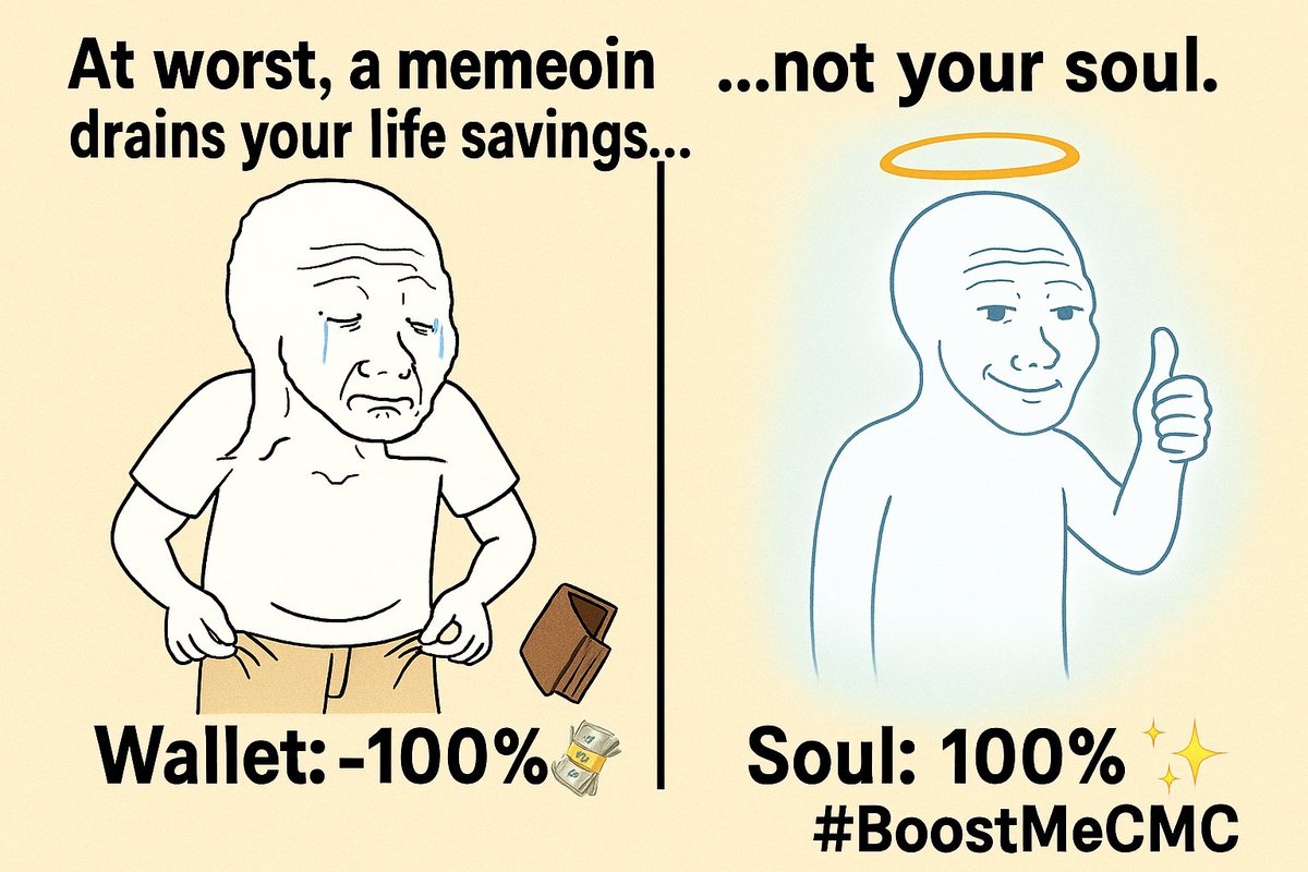 Wojak Time (@realwojaktime) on Twitter photo At worst, a memecoin drains your life savings, not your soul.
#BoostMeCMC <a href="/CoinMarketCap/">CoinMarketCap</a> $Wojak At worst, a memecoin drains your life savings, not your soul.
#BoostMeCMC <a href="/CoinMarketCap/">CoinMarketCap</a> $Wojak