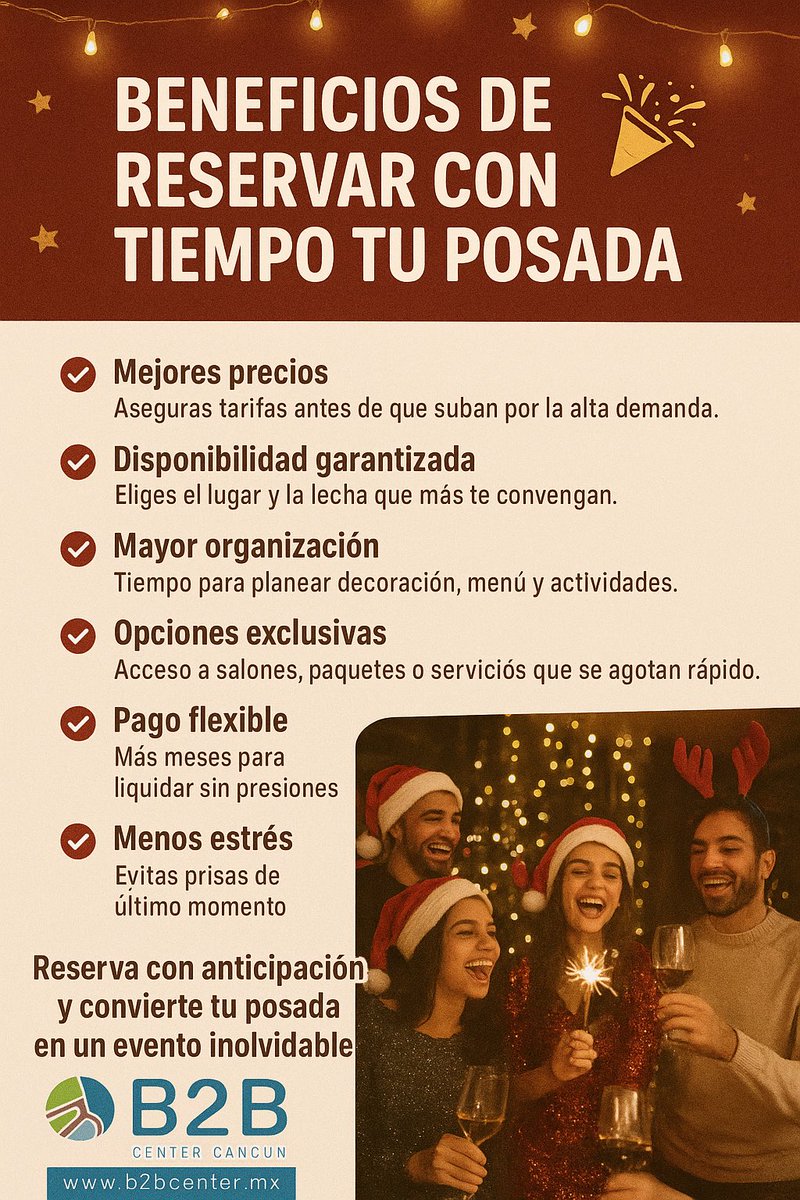 B2bCenterCancun's tweet photo. Haz que tu posada sea inolvidable! ya sea pequeña o grande tenemos espacios y presupuestos para todos! Reserva hoy y celebra sin preocupaciones, con el ambiente que todos merecen 😁🥳🍾
@VivoEnCancun https://t.co/ghWHT9tSz5
