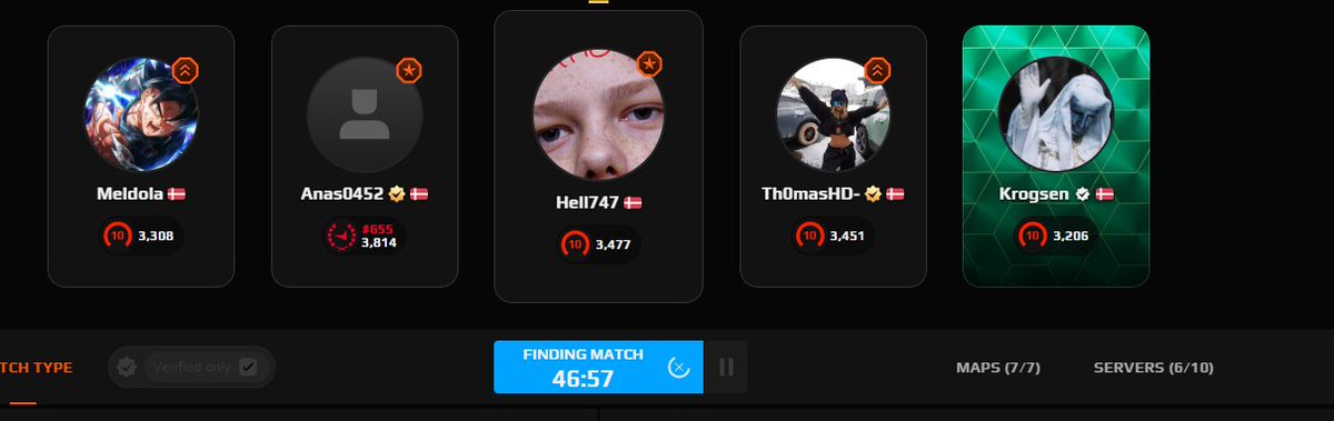 Th0masHD's tweet image. Hello @FACEIT_Darwin - The last 7 days we have been stuck in 1 hours queues constantly without getting a game. Can you guys take a look at this issue? We are not even that high elo, maybe bring back +10🤔