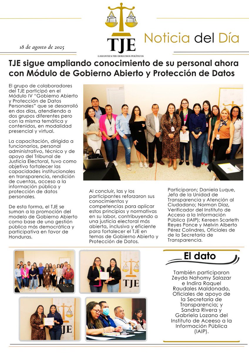 🔴TJE participó en el Módulo IV “Gobierno Abierto y Protección de Datos Personales”