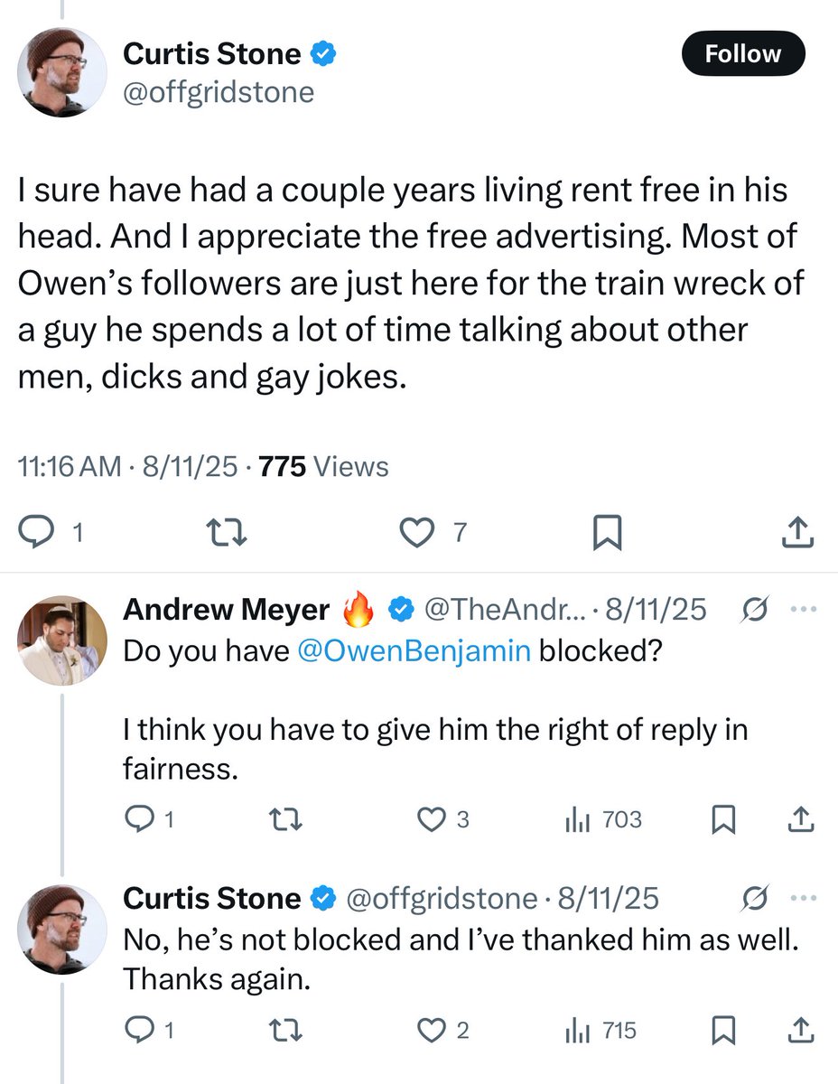 OwenBenjamin's tweet photo. Squirtus moan @offgridstone does Patrick Bateman level lies that are so easy to disprove it’s actually fascinating. He also announced a few days ago he was leaving the internet and is back to obsessing and lying about me. I wouldn’t point this out if it wasn’t for the fact he’s kind of a known guy in the homoerotic fear based micro ween clout chasing world. 
As we speak there’s a masonry and a wood carving workshop happening on the claimed land scam. Which to squirtus makes him even more convinced it’s a scam. I’ve never seen a podcaster provide more value for 400 dollars in the history of the internet